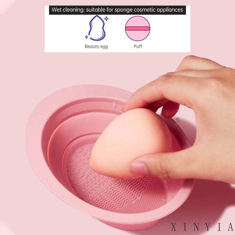 【Bayar di tempat】Foldable makeup brush cleaning bowl Wash Tool Ember Lipat Mini Cuci Alat2 Rias Kuas Sponge