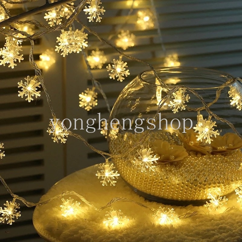 Lampu String LED 2 / 3M Bentuk Snowflake Untuk Dekorasi Pohon Natal