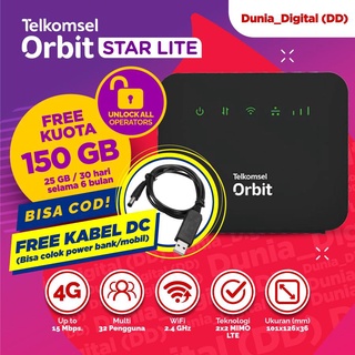 Telkomsel Orbit Star Lite Black Modem Wifi 4G Unlock All Operator Home Router HKM0126 Free Kuota 150GB Original Garansi Resmi