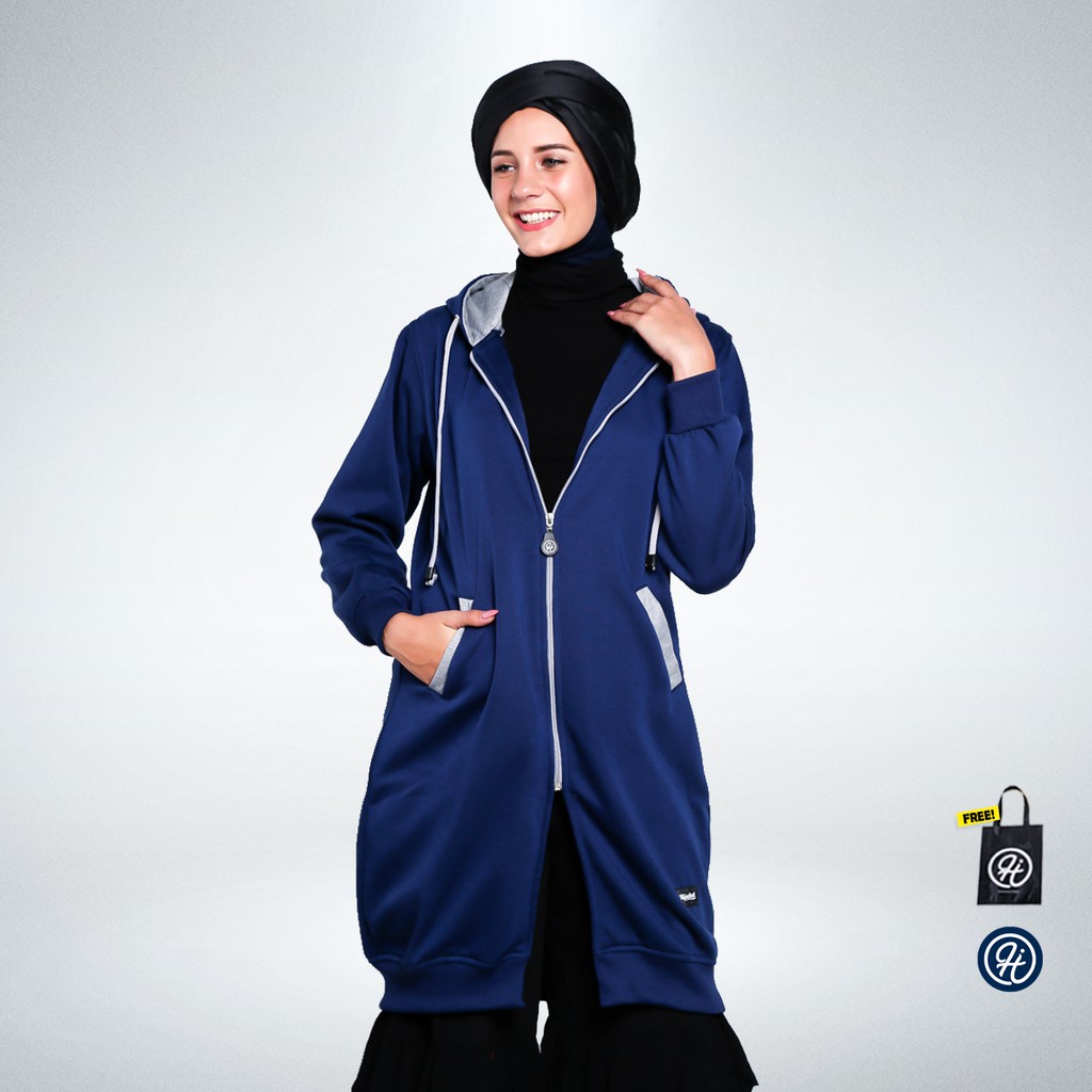 Jaket Hoodie Wanita Hijacket® Basic Navy | Original | Premium Fleece-2