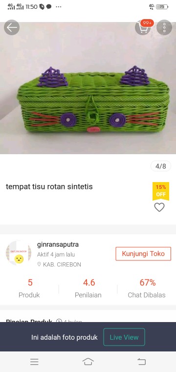 Tempat Tisu Rotan Sintetis