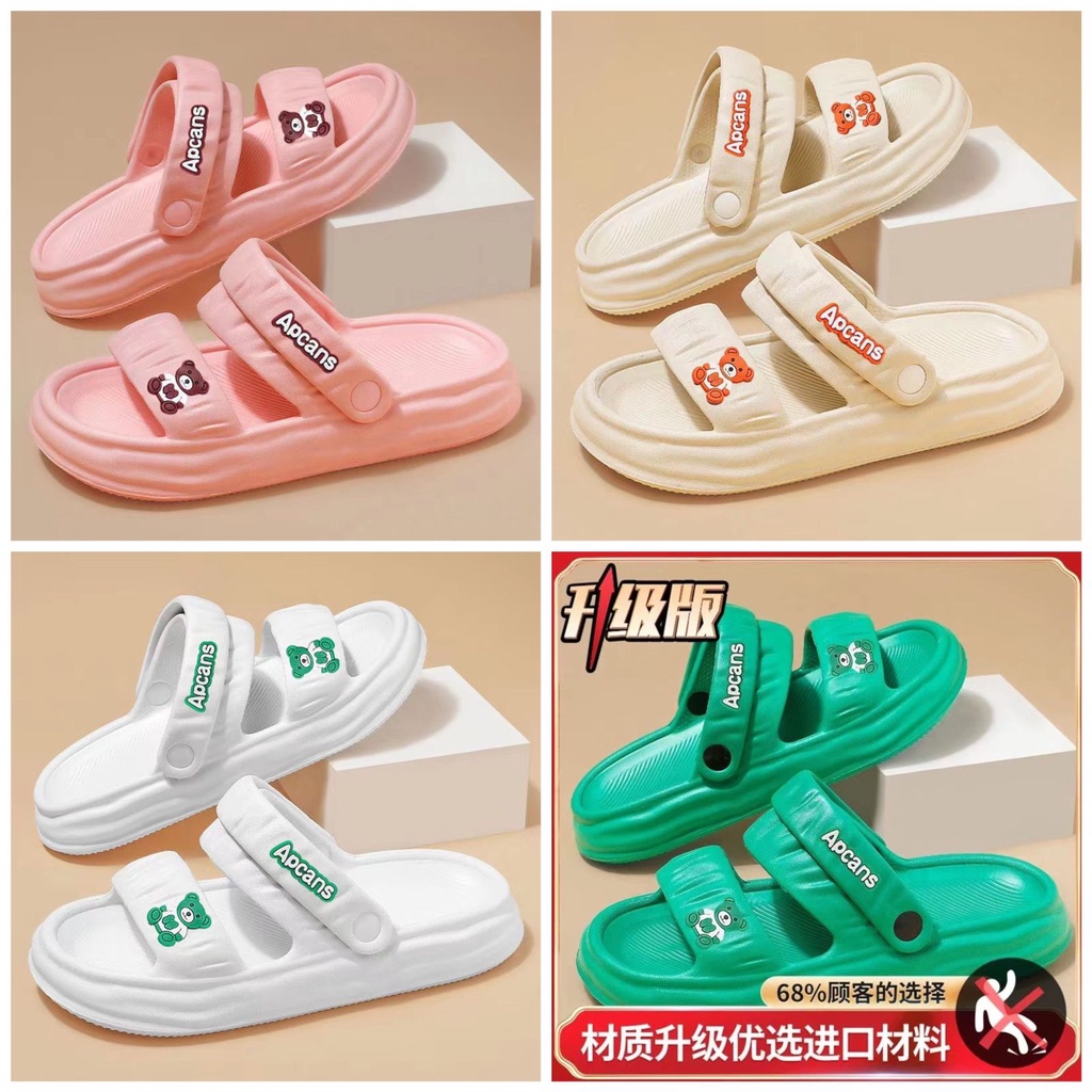 Sandal Jisso Apcans Bear Casual Tali Slip On Wanita Import High Quality S2