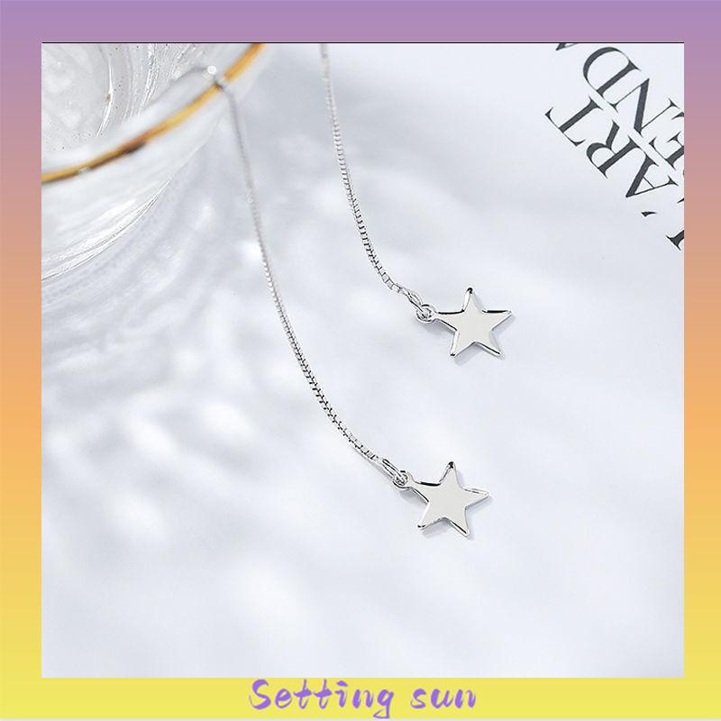 2Pcs Anting Korea Wanita Panjang Model Tusuk Tindik Rantai Rumbai Earring Perhiasan Fashion TN