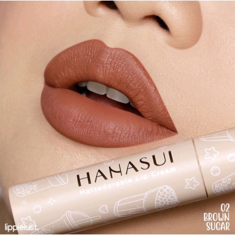 ✨SHASYA✨HANASUI LIP CREAM BROWN SUGAR MATTEDORABLE BOBA EDITON BEST SELLER PRODUCT