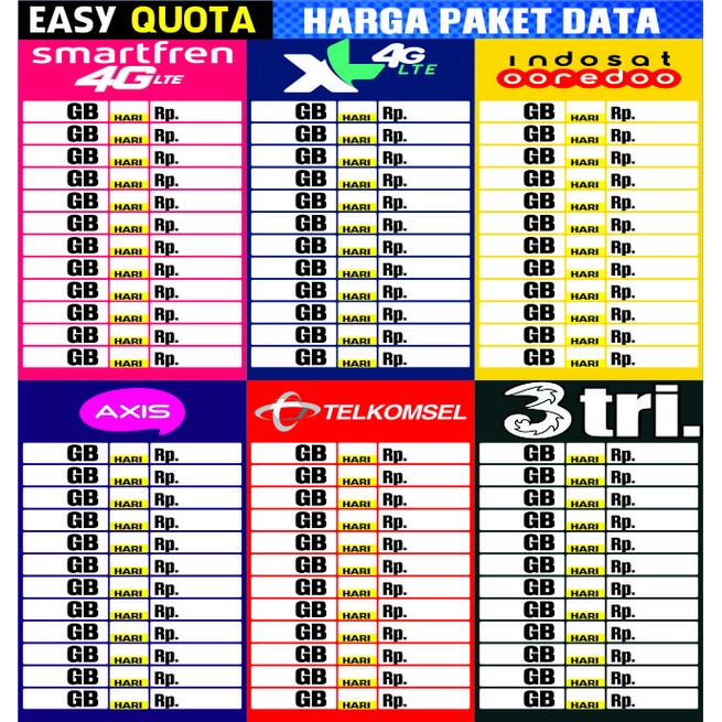 

Stiker Poster Daftar Harga Paket Data konter Pulsa