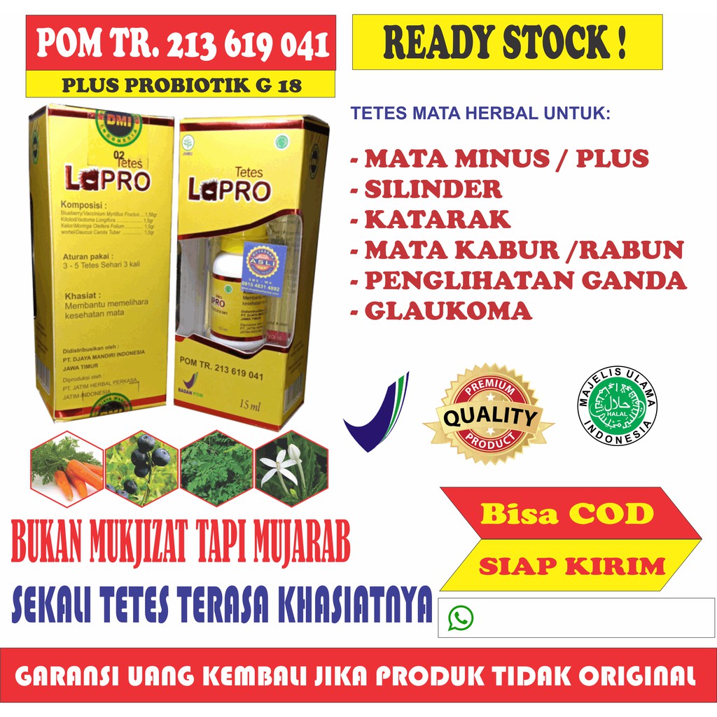 TETES MATA HERBAL LAPRO  MINUS KATARAK GLAUKOMA SILINDER RABUN