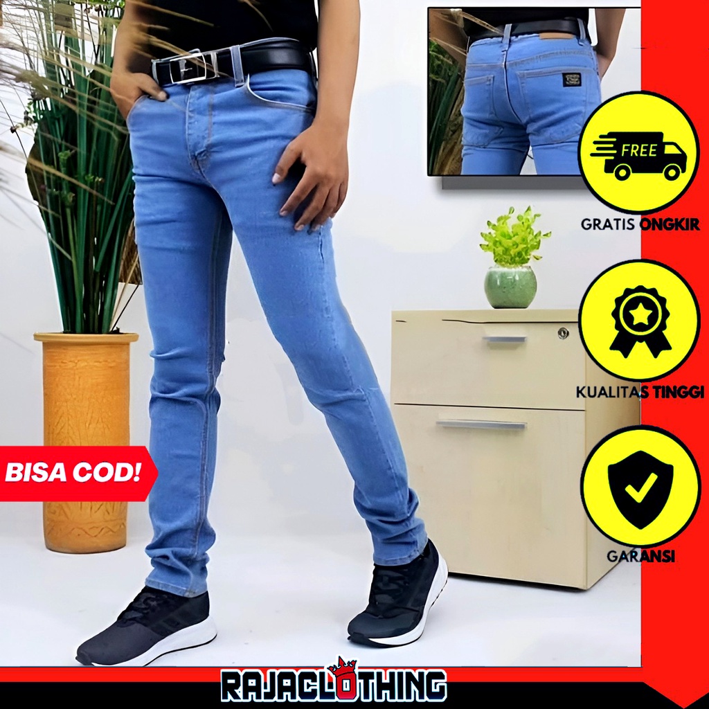 RCL - Celana Jeans Skiny Uvall Slim Fit Original Bahan Melar Big Size S.M.L.XL / Celana Panjang Pria Skinny Jeans Pria Celana Pensil Stretch Melar Slimfit Premium Hitam Biru Abu Putih