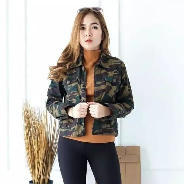 Flage Jeans Jaket Army loreng || Baju Kekinian Cewek Murah Wanita  Grosir Bahan Halus Kualitas Impor