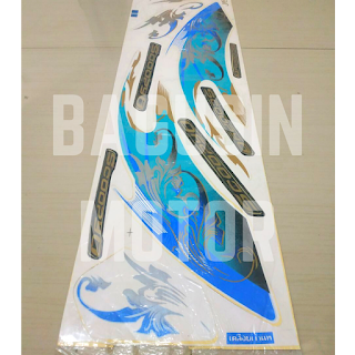 Striping Variasi Thailand Scoopy Karbu Bunga Putih Biru