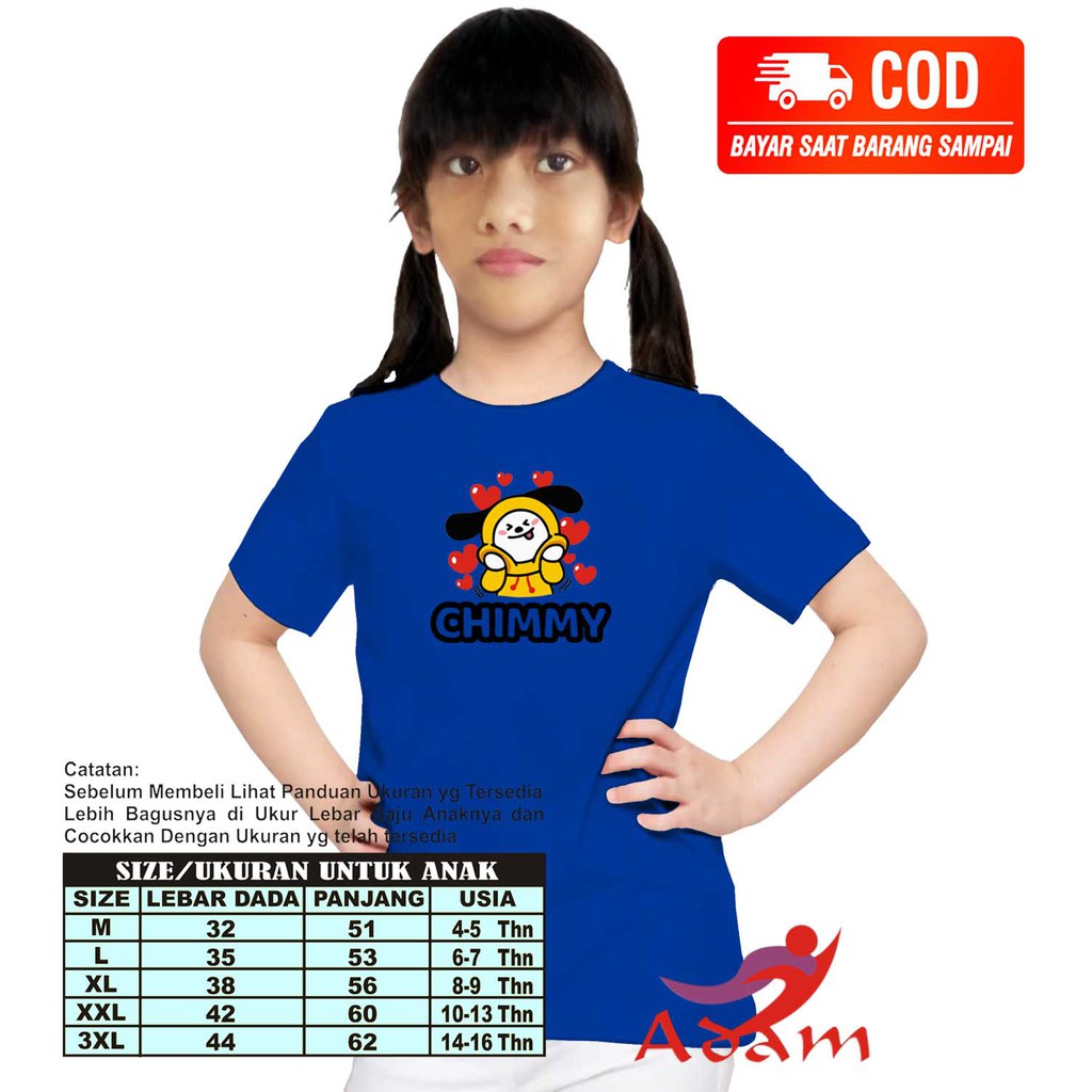 Adm 001 Baju Kaos Anak Perempuan / T-Shirt Distro / Atasan Cewek CHIMMY BT21 00002 Atasa Wanita