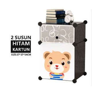 Lemari plastik bedside table rak buku rak sepatu 2 pintu Lemari plastik bedside table rak buku rak sepatu 2 pintu