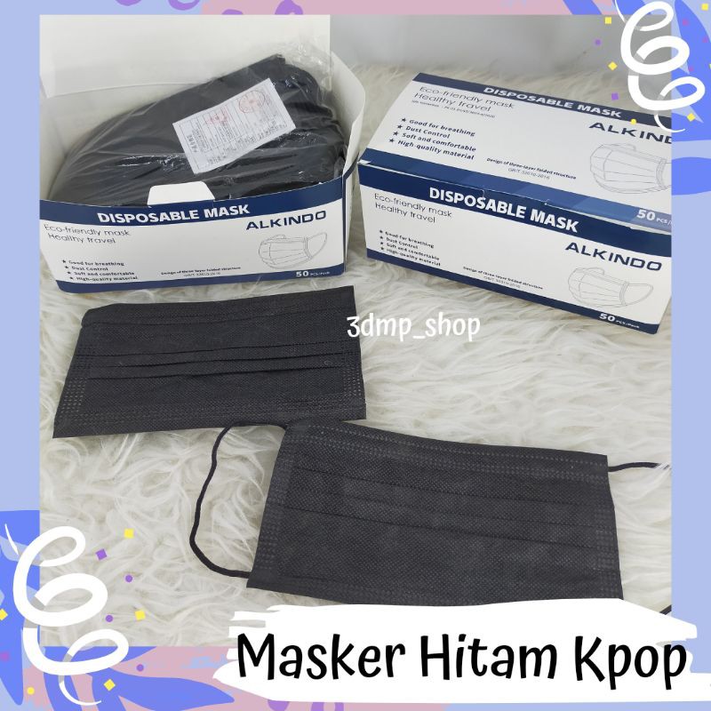 [Isi 50] Masker Hitam Earloop dan Hijab BT21 Anak