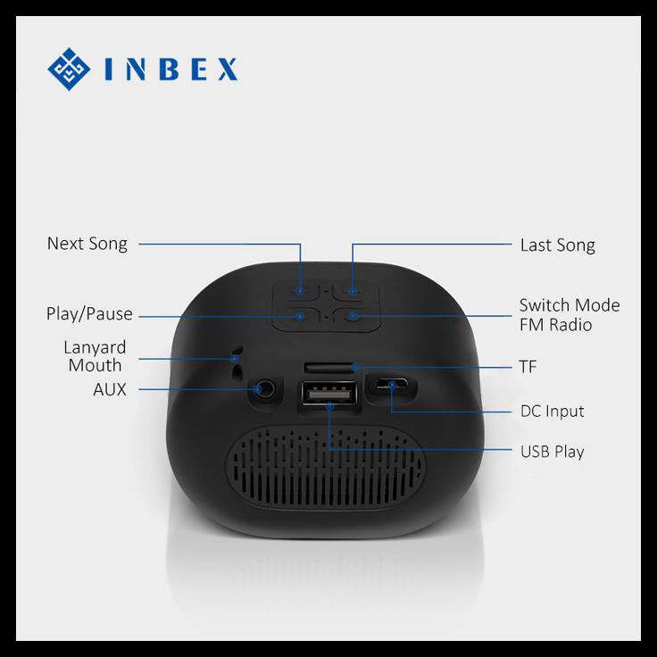 Inbex Mini Speaker Sepeker Bluetooth FM Phone Answer Aux Micro Sd Card