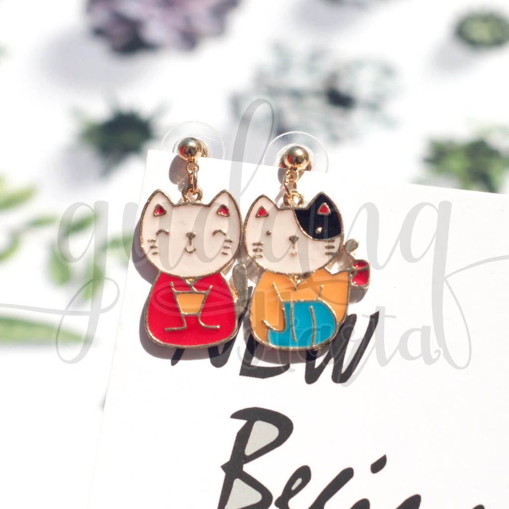 Anting Baju Kimono Cat Anting Baju Jepang Kucing Earrings GH 203385