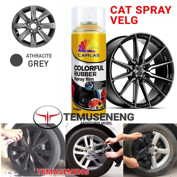 [ Khusus Pulau Jawa] C4 Hitam Black Doff Carlas Rubber Spray 400 Ml Cat Velg Mobil Motor