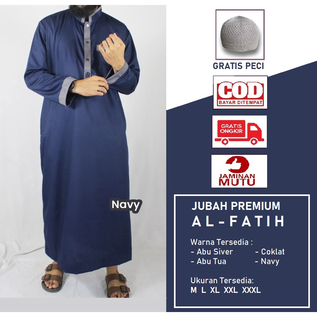 Jubah Pria Gamis Pria Dewasa / Baju Gamis Pria Dewasa Model Al Haramain Al Fatih Lengan Panjang