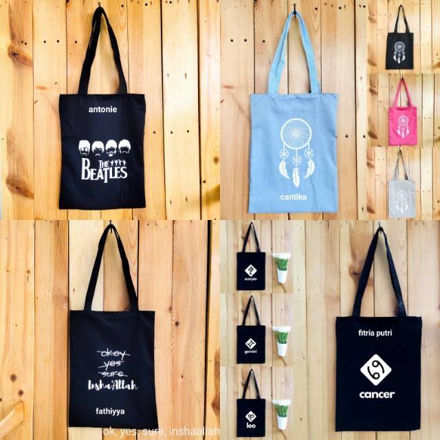 [BISA CUSTOM TAMBAH NAMA] TOTEBAG / STRINGBAG ADA RESLETING BISA COD