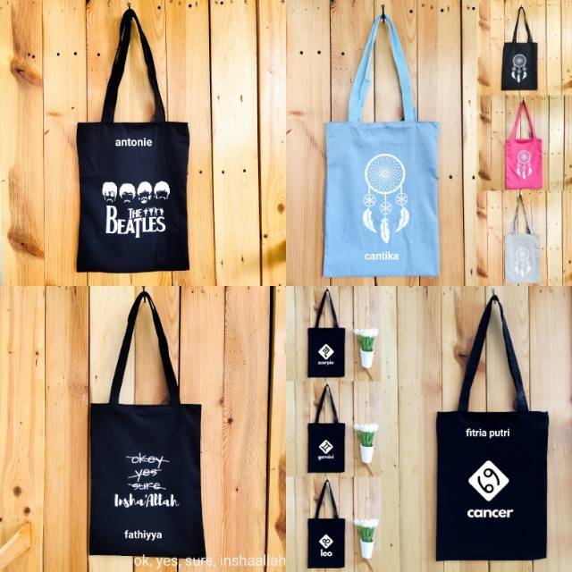 [BISA CUSTOM TAMBAH NAMA] TOTEBAG / STRINGBAG ADA RESLETING BISA COD