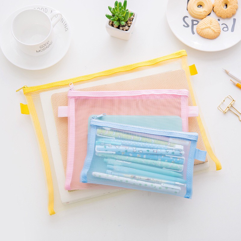 

Tempat Pensil / Zipper Bag Bening Warna Warni Size Large