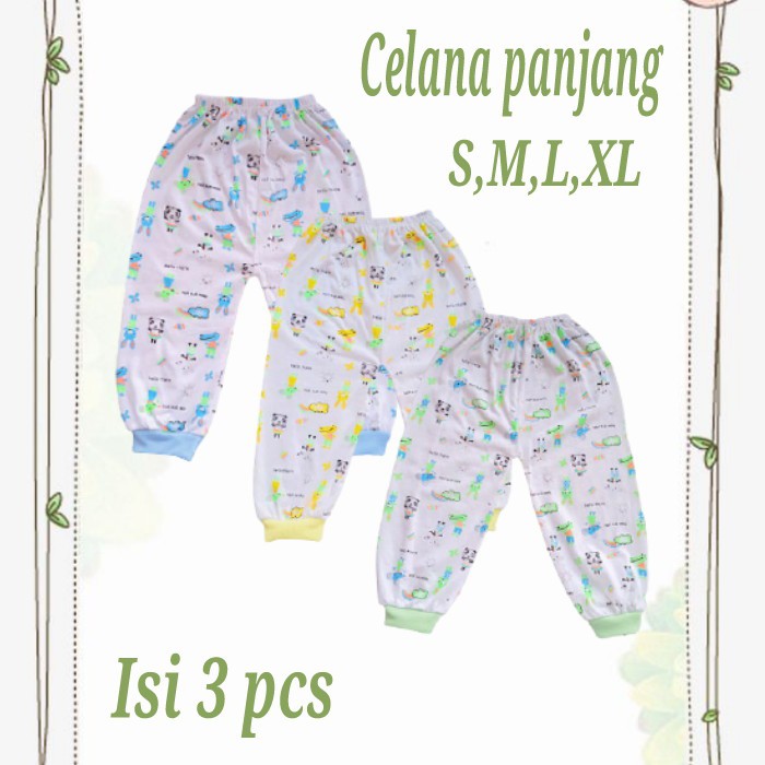 Celana Panjang Bayi Isi 3 Pcs Size S M L XL