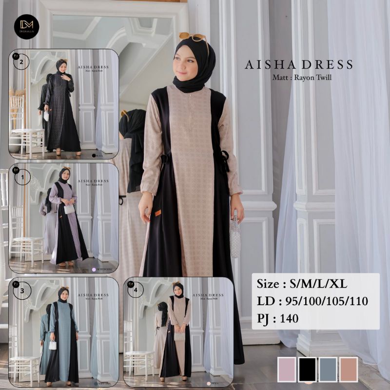AISHA DRESS by Dinda Mulia [ NEW - Dinda Dress Series ] Gamis Dinda Mulia