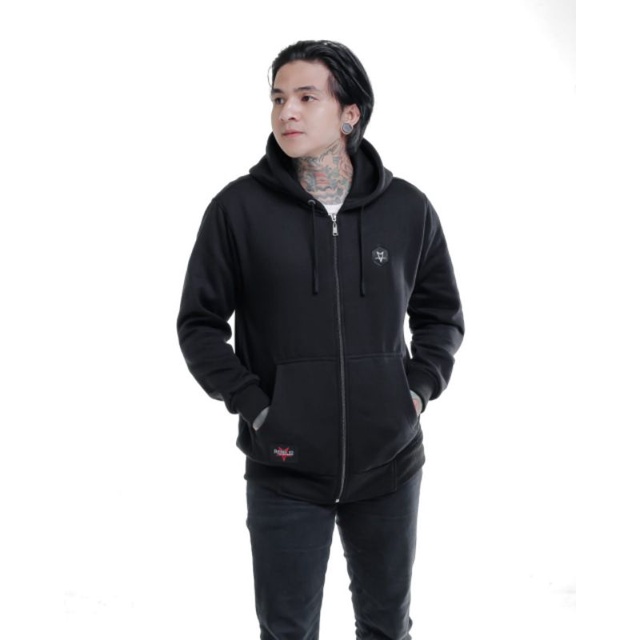 Jaket Hoodie Zipper Outline Black Original Rebel id / Hoodie Distro pria wanita / Jaket Hoodie Motif