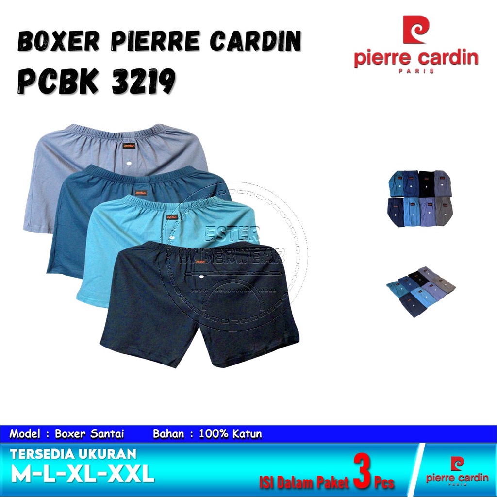 Celana Boxer Pria Longgar Pierre Cardin PCBK 3219 1 Paket ISI-3 PCS