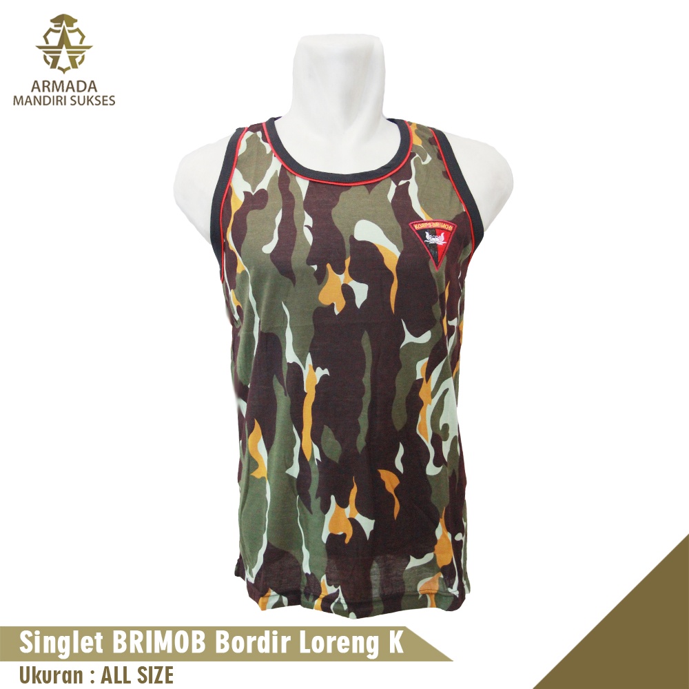 Kaos Singlet Brimob Logo Loreng - Kaos Dalam Brimob