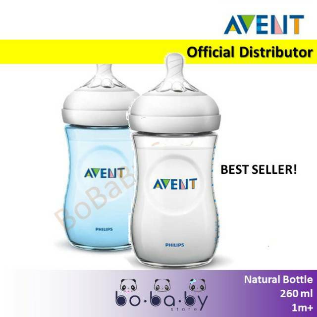 Botol Susu Bayi Philips Avent NATURAL 260 ml - 1pc Botol Tiger, Flamingo, Hippo, Bening, Biru
