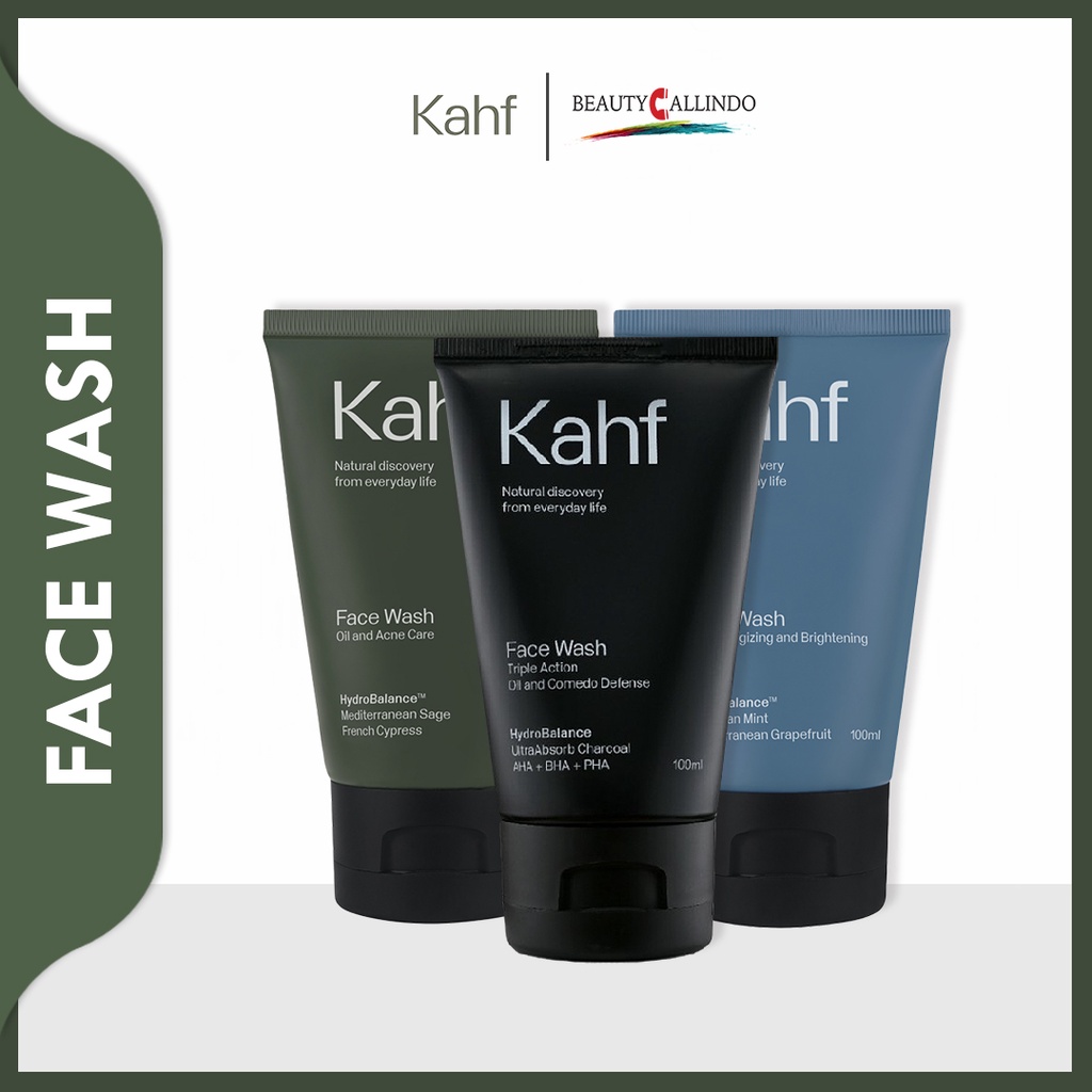 Kahf Face Wash 100 ml Oil &amp; Acne - Energizing &amp; Brightening - Oil &amp; Comedo Defense - Sabun Pembersih Wajah Pria