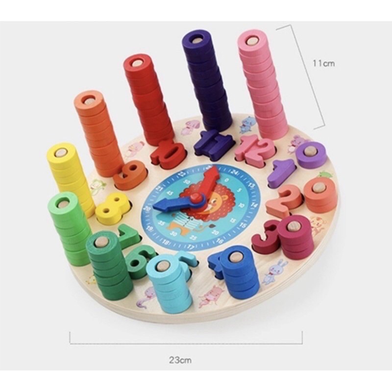 rainbow digital clock - wooden clock - jam kayu anak - mainan edukasi anak -hadiah anak cowok cewek