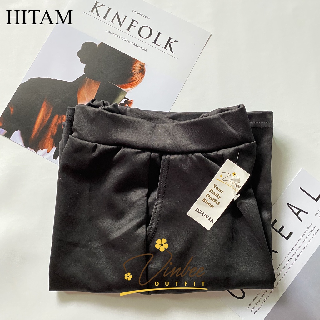 VIOLET HIGHWAIST LOOSE PANTS KULOT CRINCLE AIRFLOW-KULOT SCUBA - HITAM