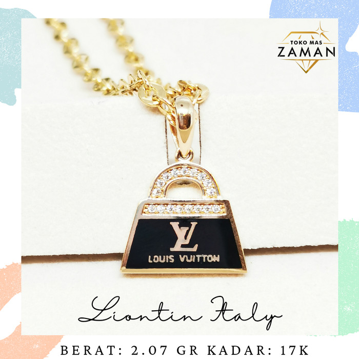 LIONTIN EMAS FASHION ITALY MOTIF BLACK LV BAG 17K