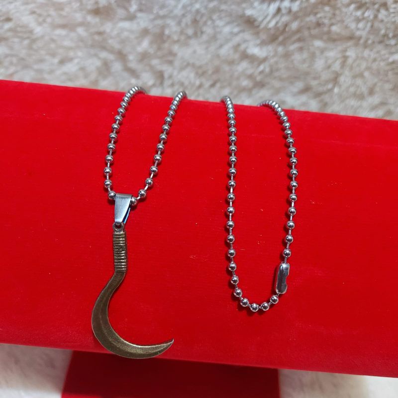 4s GROSIR SOLO || Kalung Silver Biji Titanium dengan Liontin Cerulit || Kalung MCI silver Pria &amp; wanita dengan Liontin Cerulit