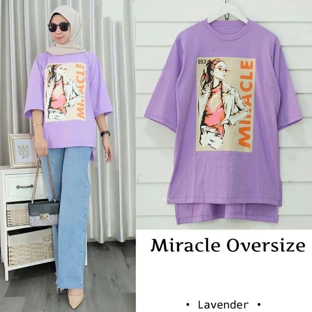 Miracle Oversize matt Combed/ Atasan Cewek Dewasa Terbaru Bahan Combed 20s Aksen Sablon / Pakaian Wanita Muslim Murah