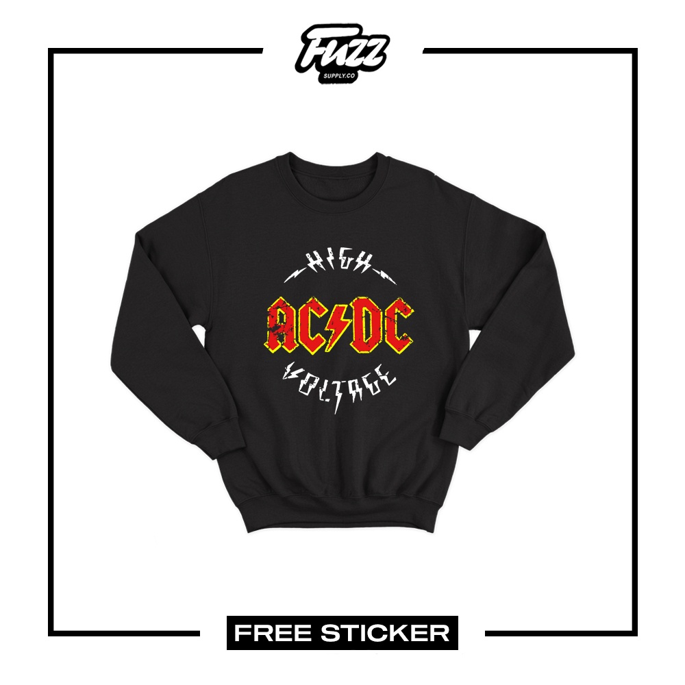 SWEATER ACDC / CREWNECK BAND DISTRO MUSIK ROCK / SWITER PRIA WANITA HITAM UNISEX