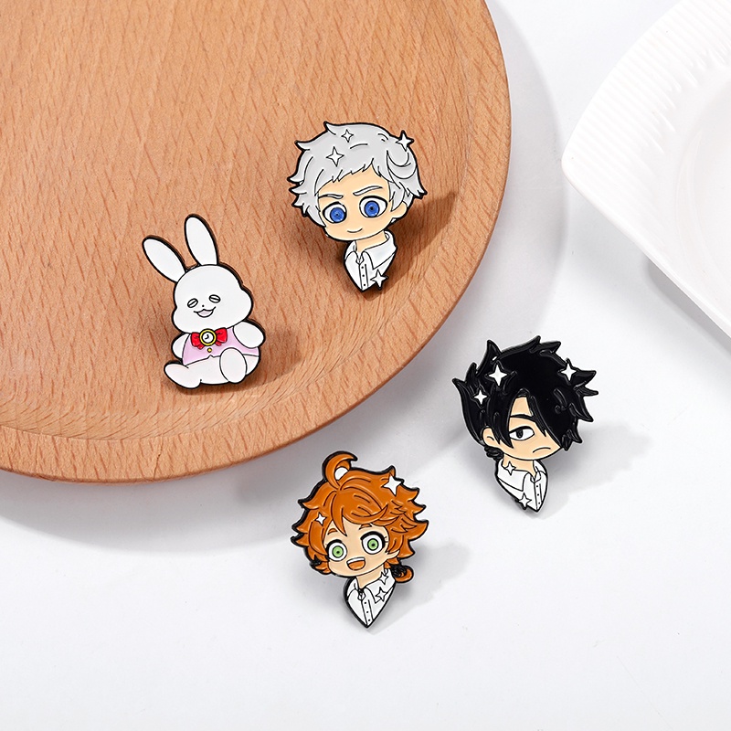 Baru Yang Dijanjikan Neverland Enamel Kerah Pin Anime Emma Norman Alloy Bros Lencana Pin Kartun Perhiasan Hadiah