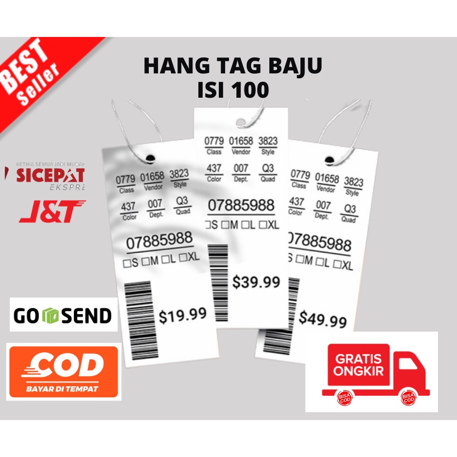 

[BAYAR DI TEMPAT] [100pcs] Hang Tag Hangtag Barcode Label Import Porporasi Ready Stock