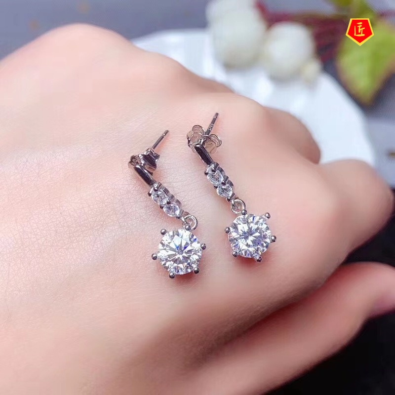 [Ready Stock]Luxury 1 Karat Moissanite Earrings Pt950 Platinum