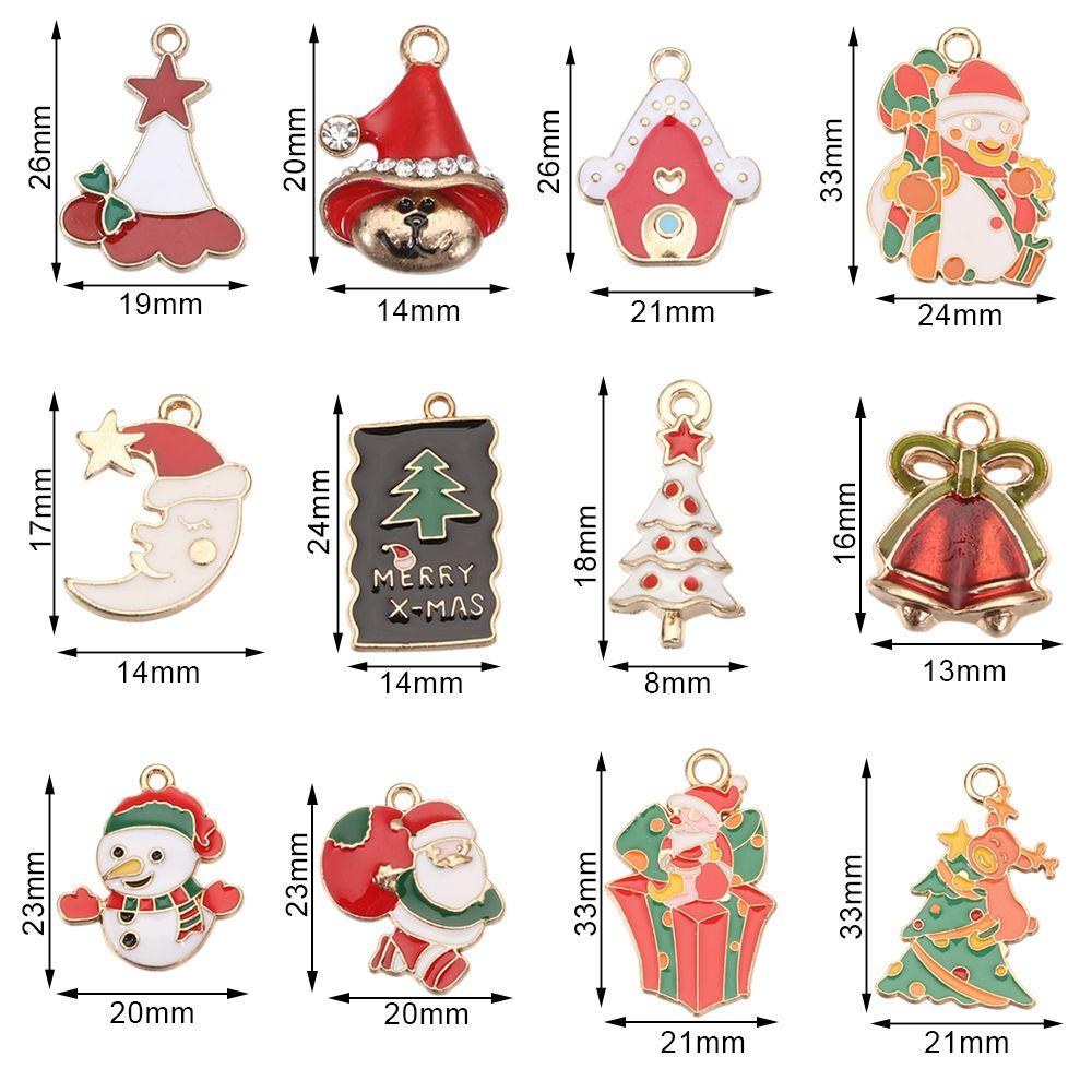 Solighter 10 Pcs Enamel Charms DIY Handmade Kalung Gelang Santa Claus Liontin