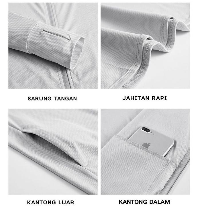 RW.14Jl22т | UON Jaket Pria Olahraga Outdoor Sun Protection Anti UV UPF 50+ Outer Skin Coat UON 100%