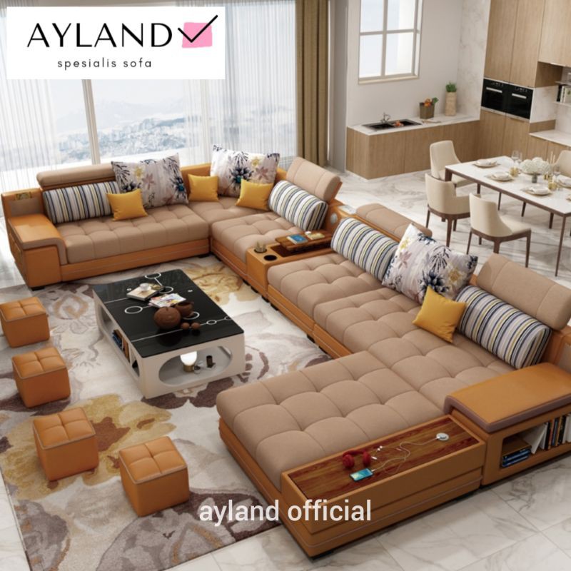 Sopa Minimalis Leter U Ruang Tamu Jumbo Mewah