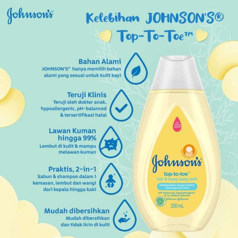 COD Johnsons Hair &amp; Body Baby Bath Top To Toe - Sabun Bayi - Lotion Bayi - Johnson Body Bath Top To