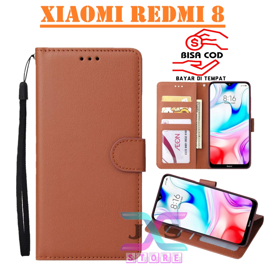 SARUNG BUKU HP UNTUK XIAOMI REDMI 8 / FLIP WALLET UNTUK XIAOMI REDMI 8/ LEATHER CASE UNTUK XIAOMI RE