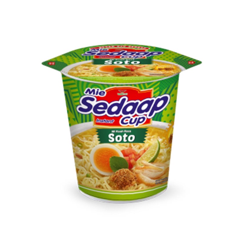 

NOODLES/MIE INSTANT SEDAP CUP KUAH RASA SOTO SATUAN/ECER