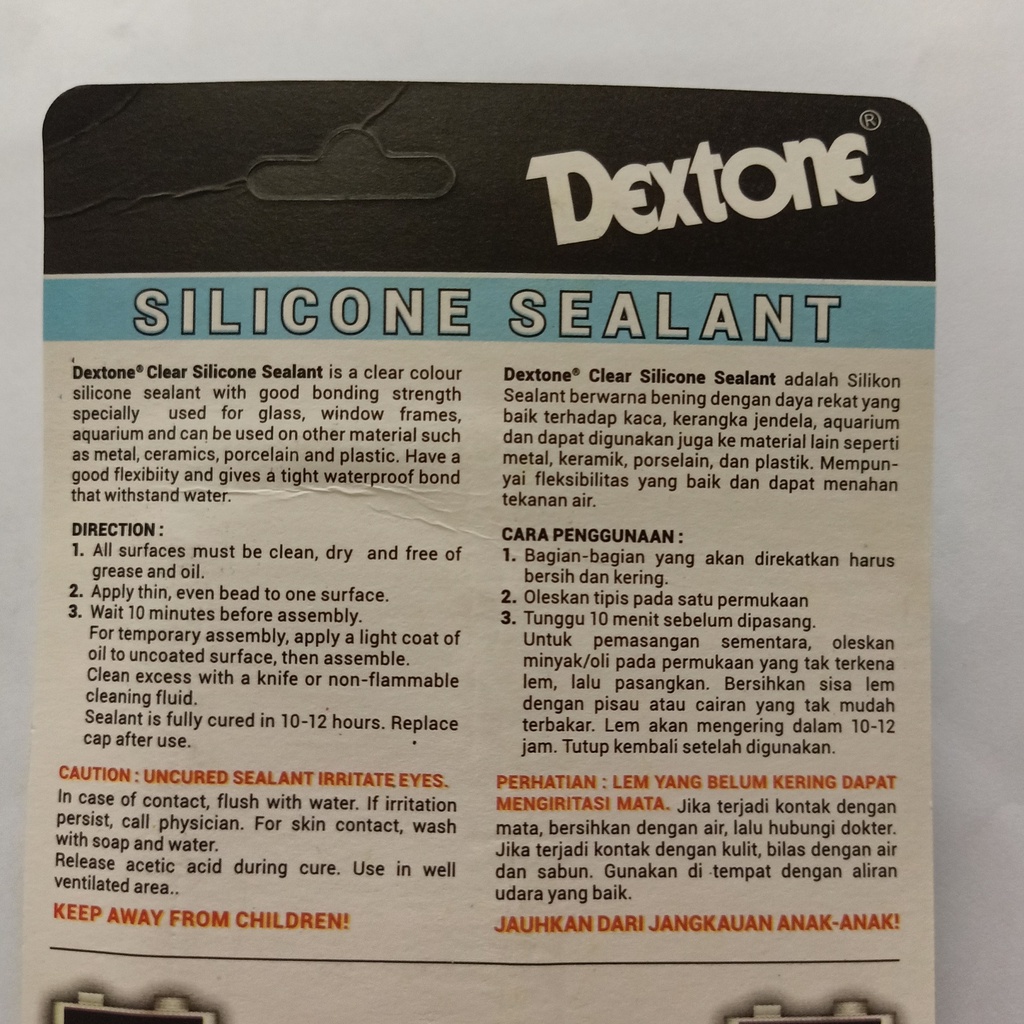 LEM DEXTONE SILICONE SEALANT 30 gr Bening / Lem Kaca anti bocor / Lem Besi Lem Kayu