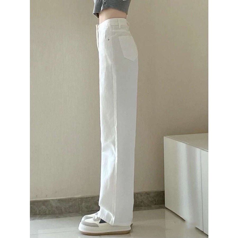 new straight longgar high waist celana jeans panjang wanita