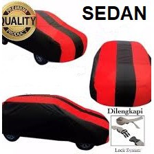 Body Cover Mobil Sedan Sarung Selimut Pelindung Sedan Hitam Lis Merah