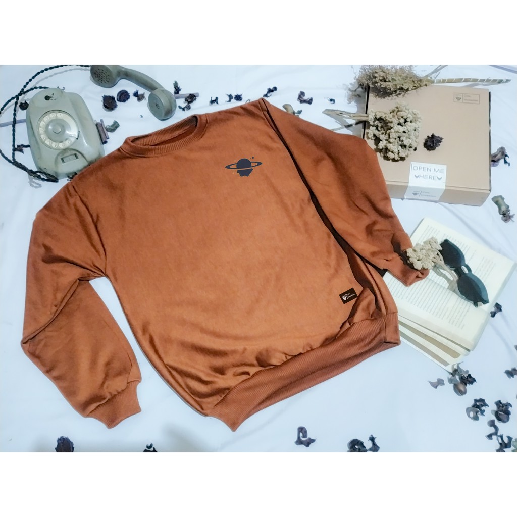 [COD] SWEATER PRIA WANITA Planet Boy CREWNECK HITS MURAH OOTD DISTRO [AESTHETIC]-Brown