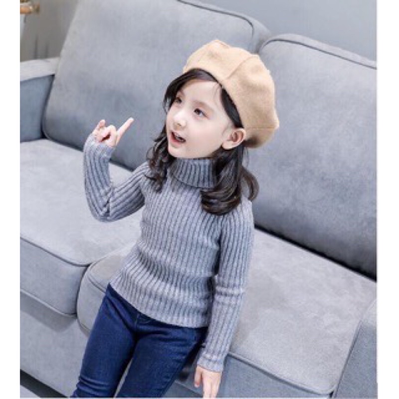 Sweater Rajut anak Turtle Neck  Kerah Tinggi Usia 1-6 Tahun